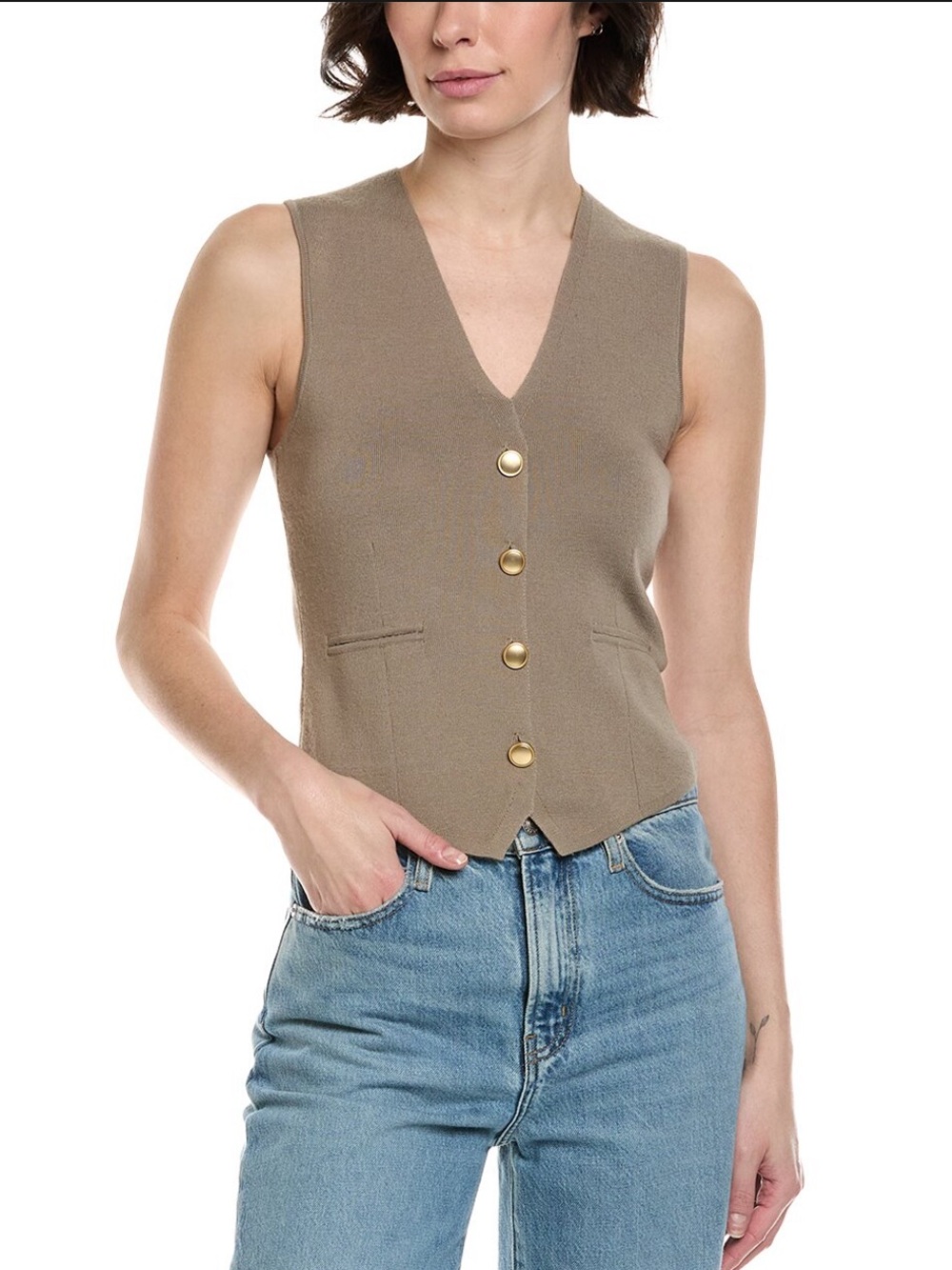 RAG & BONE Elly Fawn knit wool vest medium